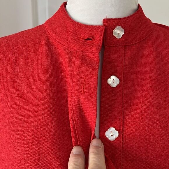 Mary G. Palm Beach Elegant Red W Flower Buttons Dressy Popover NWT SZ S - Picture 3 of 8